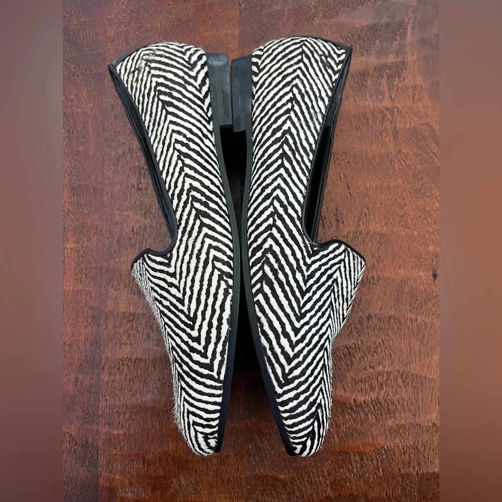 Vionic Willa Herringbone Calf Hair Loafer Black & White Zebra Preppy Minimalist